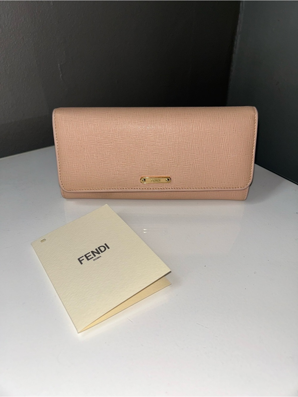 Fendi Dusty Pink Leather Crayons Continental Wallet